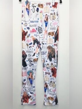 Taylor Swift Satin Pajama Pants Pockets Women’s LG Swifty Sleep Eras Reputation